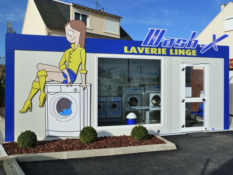 Façade de la laverie WashX à Châteaudun